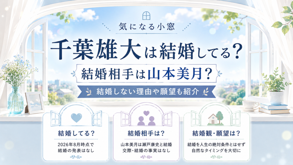 千葉雄大は結婚してる？結婚相手は山本美月？結婚しない理由や願望も紹介の記事のアイキャッチ画像